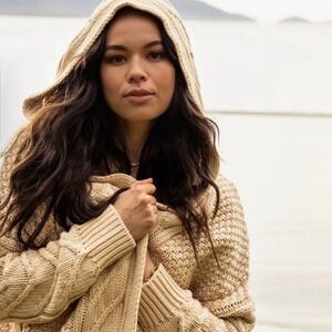 Jackson Rowe | Pluto Cable Knit Hooded Cotton Oversized Cardigan Size M